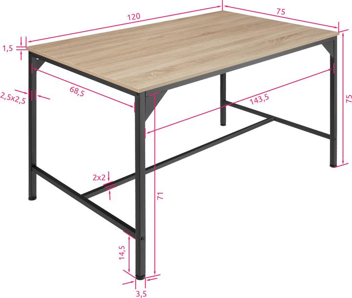 Image du produit tectake Table de salle à manger Belfast (120 x 120 x 75 cm)