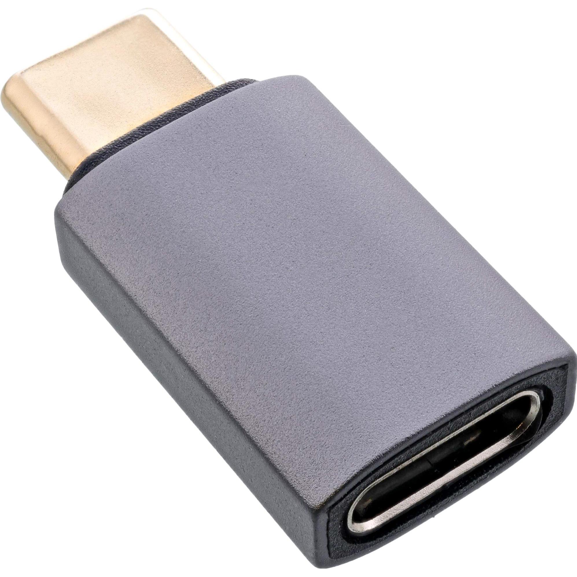 Thumbnail - InLine USB4 Adapter, USB-C Stecker/Buchse, Aluminium, grau (USB Typ-C), Data + Video Adapter, Grau