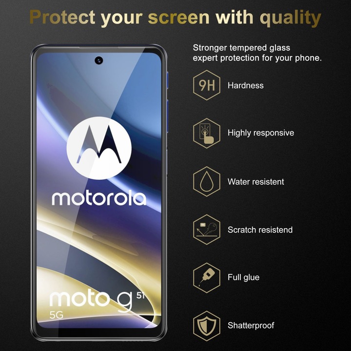 Actual product image Cadorabo Display protection glass (3 Piece, Motorola Moto G51 5G)
