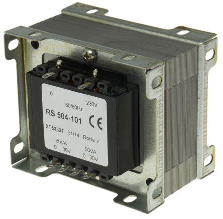 Actual product image Rs Pro Frame mount transformer,100VA 2x30V o/p