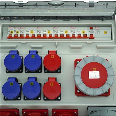 Actual product image EB Troller Baustromverteiler 63A IP44 inkl. Ständer (9 x, CEE 16/5, CEE 32/5, Type 25, Type 23, CEE 63/5)