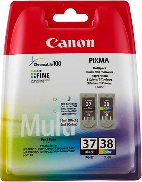 Inkadoo Canon 2145B009PG-37CL38 Cartuccia testa di stampa Multipack nero + colore 11ml + 9ml PU=2