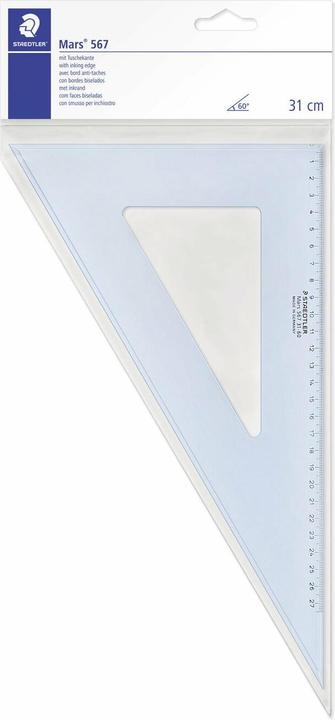 Image du produit Staedtler Triangle à dessin Mars, 45 degrés, hypoténuse : 320 mm en plexiglas, avec arête pour l'encre de (31 cm)