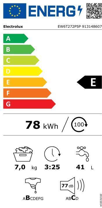 Energie-Label Electrolux EW6T272P5P Washing machine