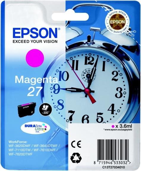 Produktbild Epson C13T2703401027 Tintenpatrone magenta 300 Seiten 3.6ml Magenta WF 3620 (M)