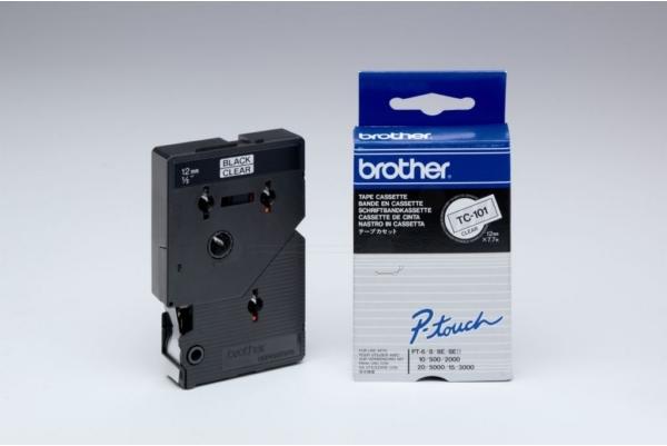 Actual product image Brother TC-101A DirectLabel black on transparent 12mm x 77m VE=10 P-Touch TC 9-12mm (1.20 cm, Black, Transparent)
