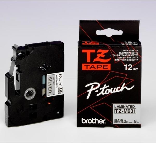 Actual product image Inkadoo Brother TZ-M931 DirectLabel black on silver matte 12mm x 8m (1.20 cm, Black, Silver)