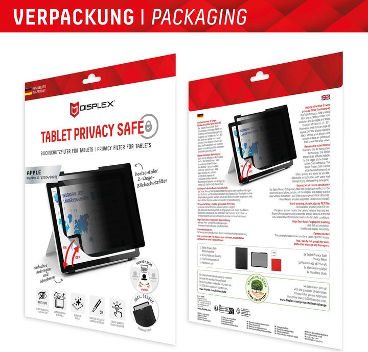 Produktbild Displex Tablet Privacy Safe, Tablet Blickschutzfolie (1 Stück, iPad Pro 11 2024 (M4))