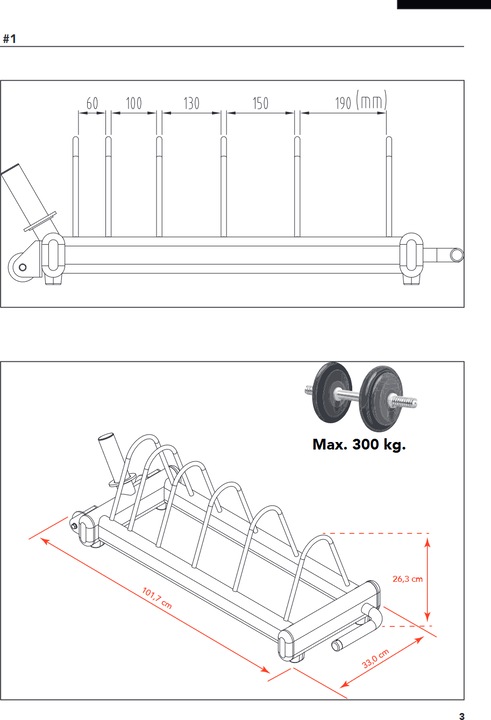 Produktbild Tunturi Bumper Plate Carry Rack Ständer auf Rädern