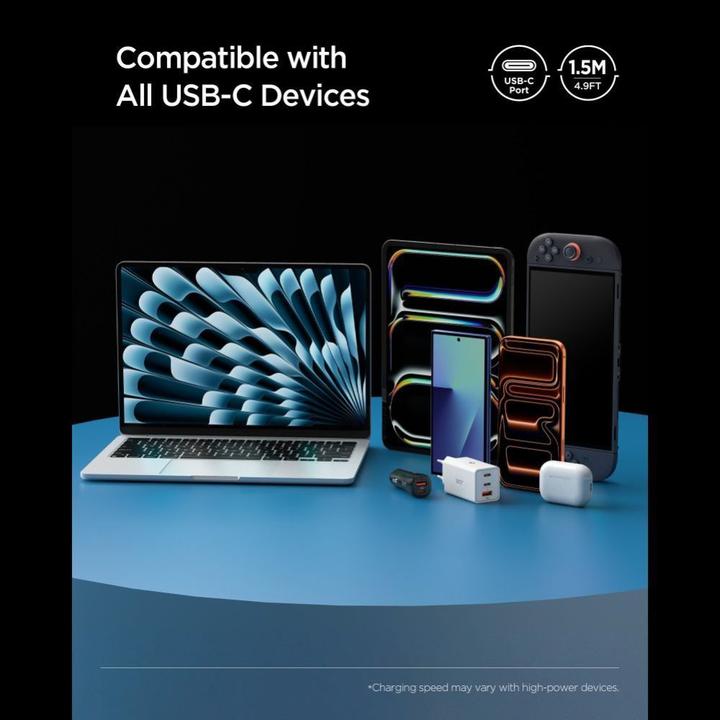 Actual product image Spigen Essential USB C to USB C 100W Cable black EB10010CC (1 m, USB 3.2 Gen 1, 100 W)