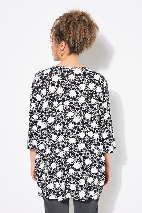 Produktbild Ulla Popken Shirt, Blüten, A-Linie, V-Ausschnitt, 3/4-Arm (50, 52)