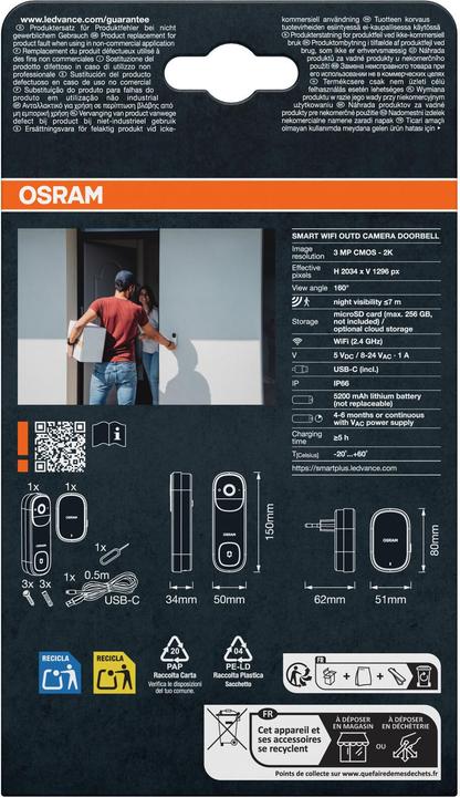 Produktbild Osram Smart+ Wifi Outdoor Camera Doorbell White (2304 x 1296 Pixels)