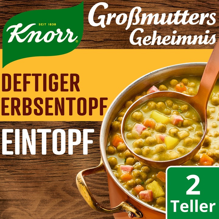 Produktbild Knorr Grossmutters Geheimnis - Deftiger Erbsentopf mit Speck & Kartoffeln ergibt 600 ml (122 g)