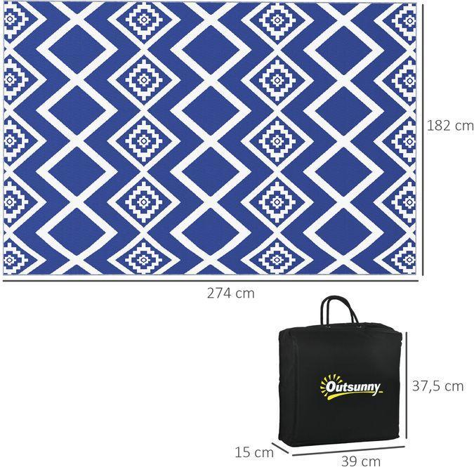 Immagine prodotto Swisshandel24 Tappeto da esterno Tappeto in plastica con borsa per il trasporto, idrorepellente, per balcone e