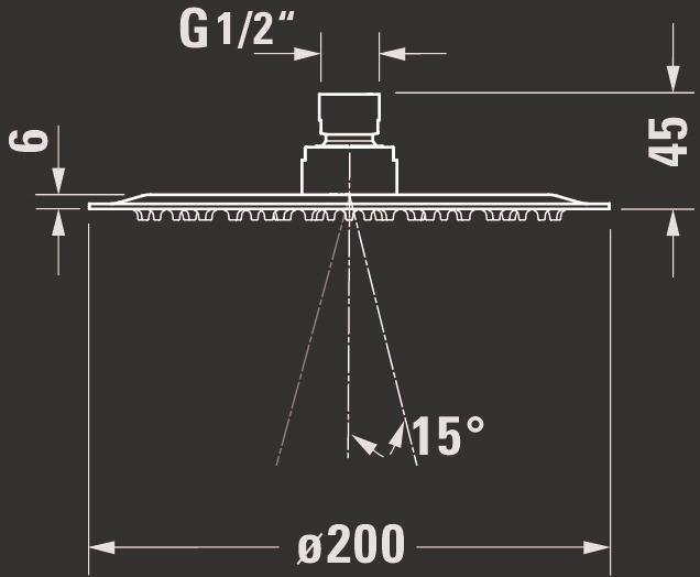 Actual product image Duravit Overhead shower 1 jet, 200 chrome (1 Beam types, 25.50 l/min)