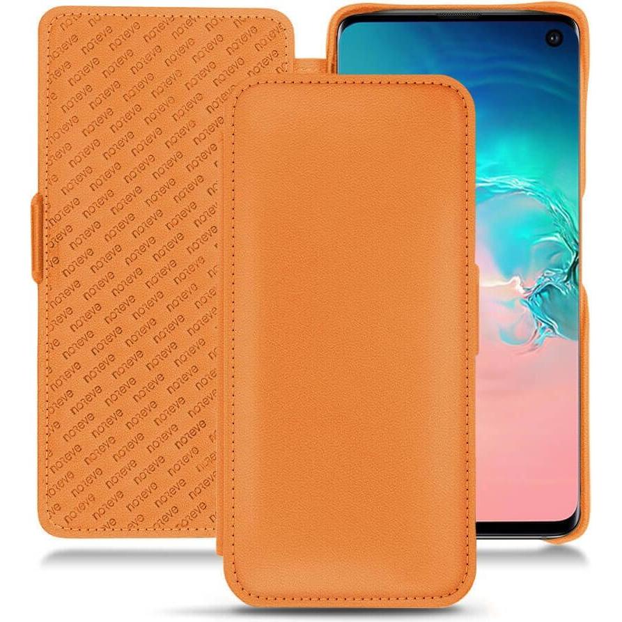 Noreve Lederschutzhülle horizontal (Samsung Galaxy S10e), Smartphone Hülle, Orange