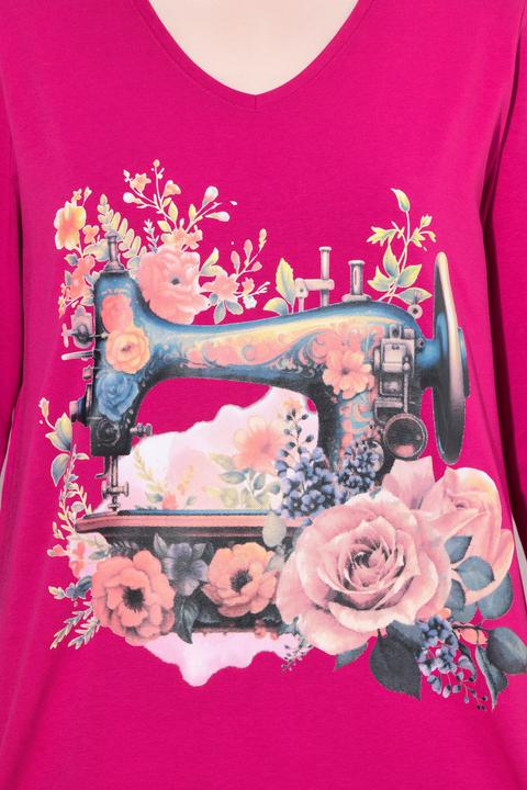 Actual product image Ulla Popken Sewing Machine 3/4 Sleeve Graphic Tee (62)