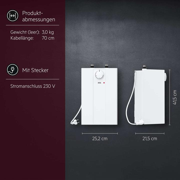 Produktbild AEG Haustechnik druckloser Kleinspeicher Huz 5 Basis, Untertischboiler 5 Liter Niederdruck, mit Stecker