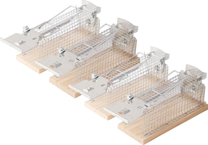 Produktbild Ideoon 4er-Set Maus-Käfigfalle - Wiederverwendbare Lebendfalle für innen und aussen - Effektive Mausefalle