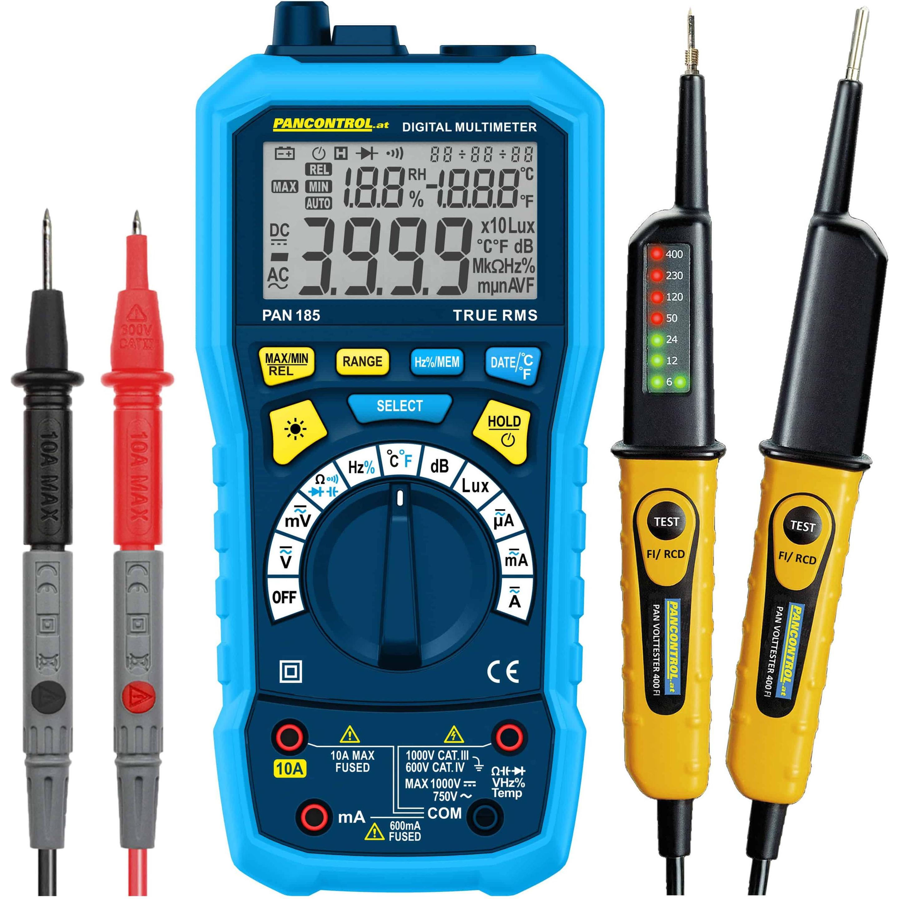 Pancontrol, Multimeter, Messgeräte-Set, Multisensor-Messgerät PAN 185 + Spannungsprüfer PAN Volttester 400FI