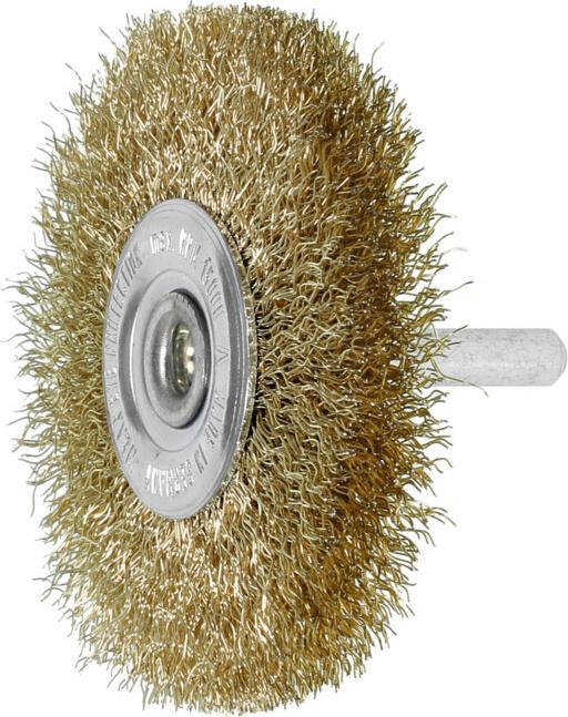 Produktbild Lessmann Rundbürste Ø 40 mm Schaft 6 mm Drahtstärke 0,2 mm Messing 7 mm 18000 min-¹