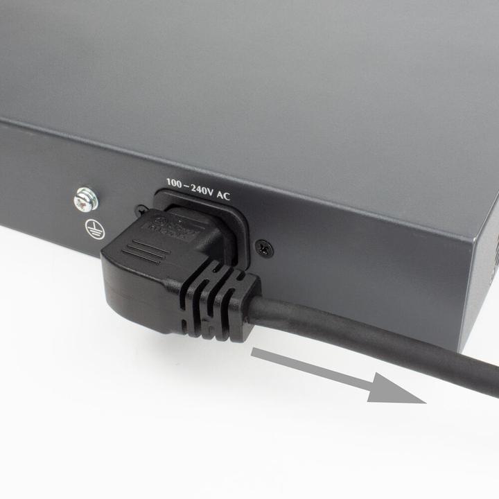 Image du produit Powercord connecteur d'alimentation CEE 7/7 mâle (angle) - C15 (angle droit) IEC60320 noir 1 m (1 m)