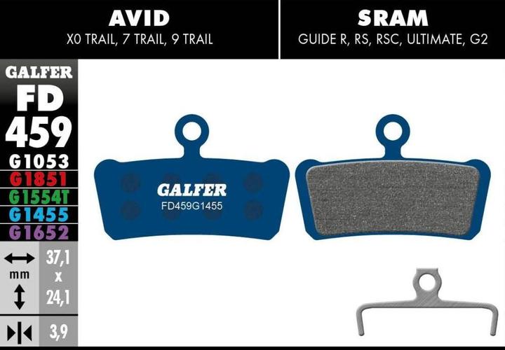 Actual product image Galfer Bike GALFER Brake Pad FD459 Road "Avid Elixier X.0 / Trail 7.9 / Sram Guide" (SRAM, Avid, Semi-metallic)