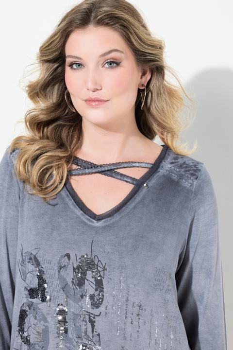 Produktbild Miamoda Longshirt, verzierter Druck, Saumknoten (48)