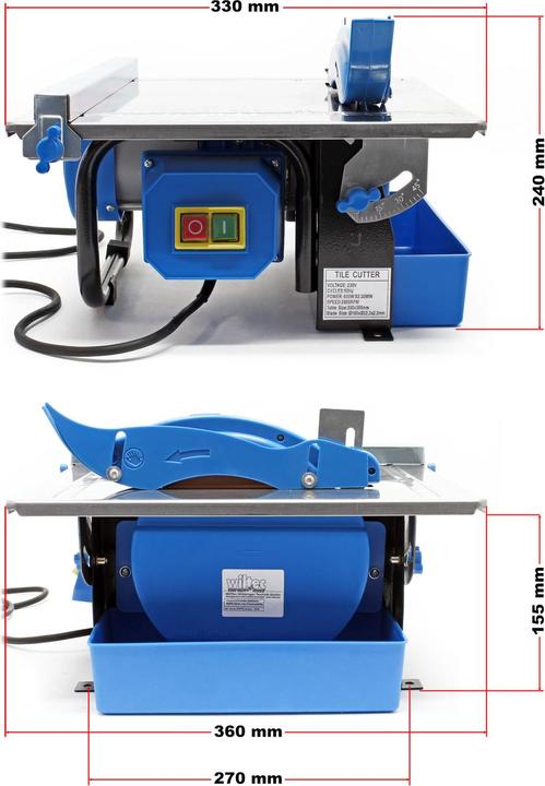 Produktbild Wiltec Fliesenschneider elektrisch 600W 34mm Nassschneider Fliesensäge neigbar