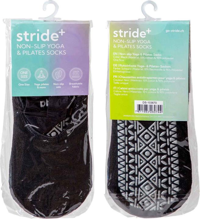 Produktbild Stride Anti-Rutsch Pilates Yoga Sport Socken (One Size) - 1 Paar Schwarz (One Size)