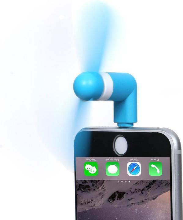 Actual product image PhoneLook Mini ventilator bleu pour smartphone parfait pour les déplacements et les journées chaudes Micro-US