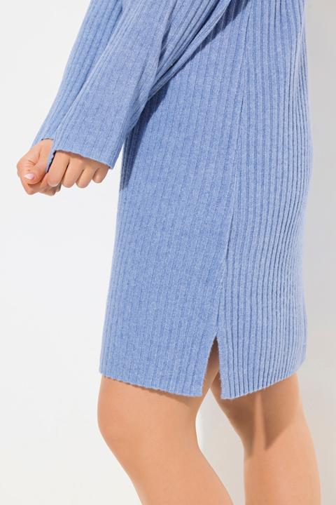 Produktbild Ulla Popken Strickkleid, A-Linie, Rippstrick, Troyerkragen, Langarm (50, 52)