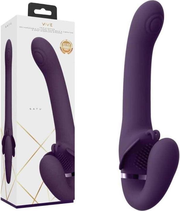 Productafbeelding Topco Satu - Pulse-Wave & Vibrerende Strapless Strapon - Paars