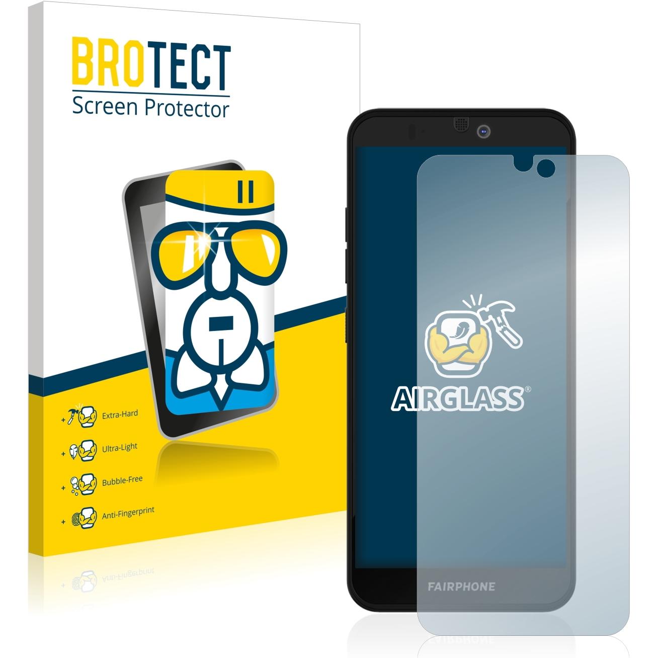BROTECT AirGlass Panzerglasfolie (1 Stück, Fairphone 3+), Smartphone Schutzfolie, Transparent