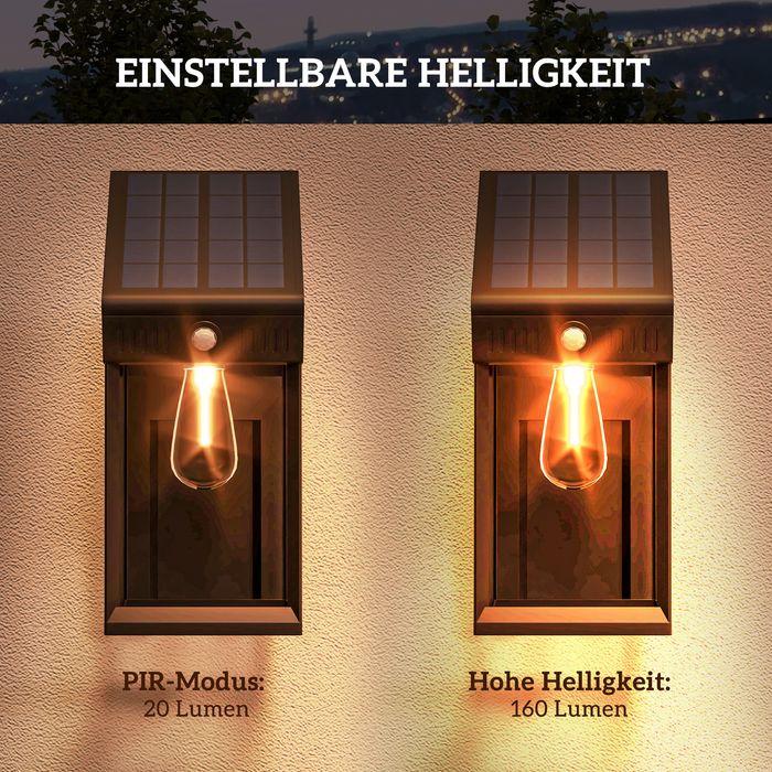 Actual product image Swisshandel24 Solar wall light LED outdoor light garden light warm white adjustable light sensor IP44 black (160 lm, IP44)