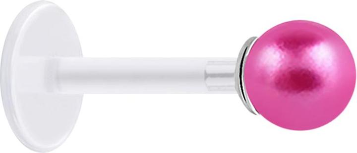 Image du produit Star Piercing Micro Labret transparent avec perle boule rose (sans laiton, Argent sterling 925, Matières plastiques)