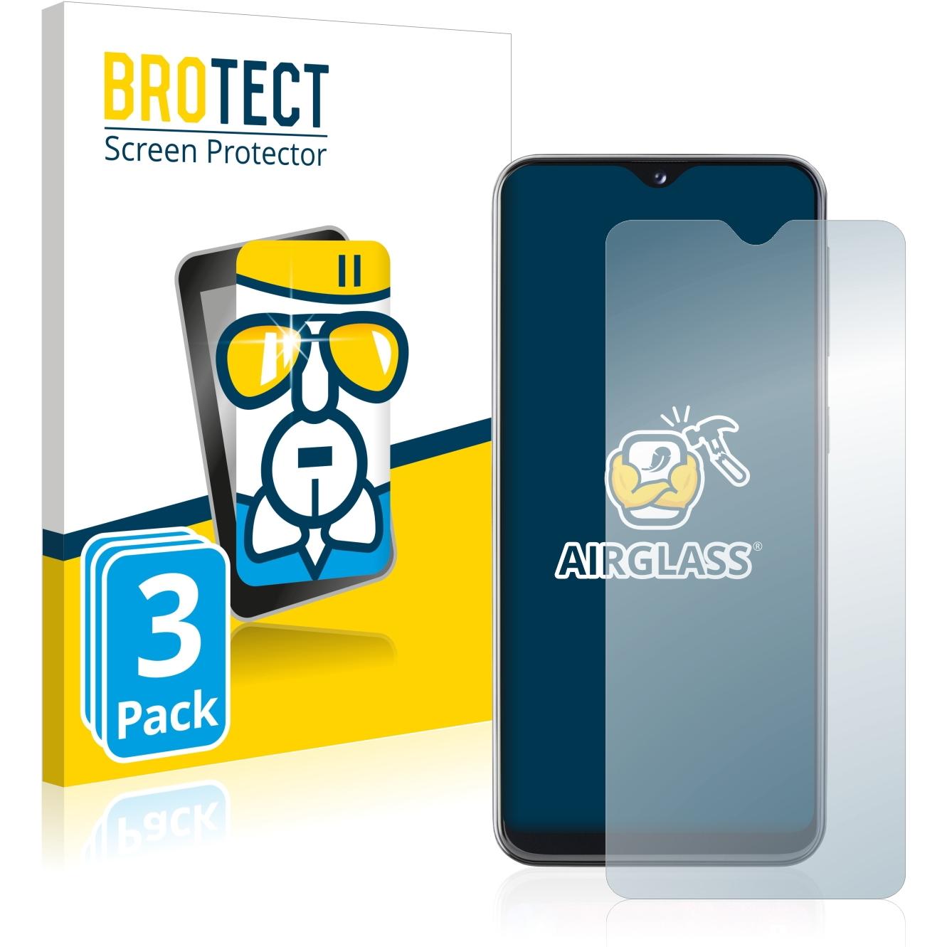 BROTECT AirGlass Panzerglasfolie (3 Stück, Samsung Galaxy A20e), Smartphone Schutzfolie, Transparent