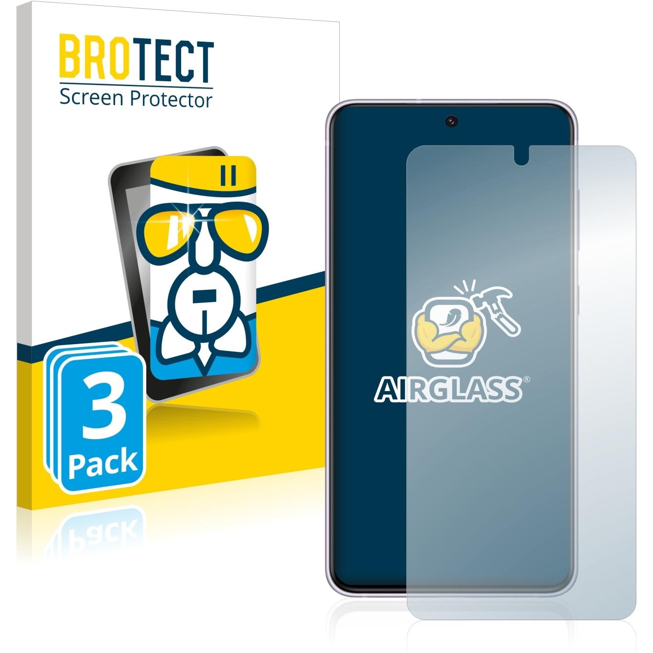 BROTECT AirGlass Panzerglasfolie (3 Stück, Samsung Galaxy S21 FE 5G), Smartphone Schutzfolie, Transparent