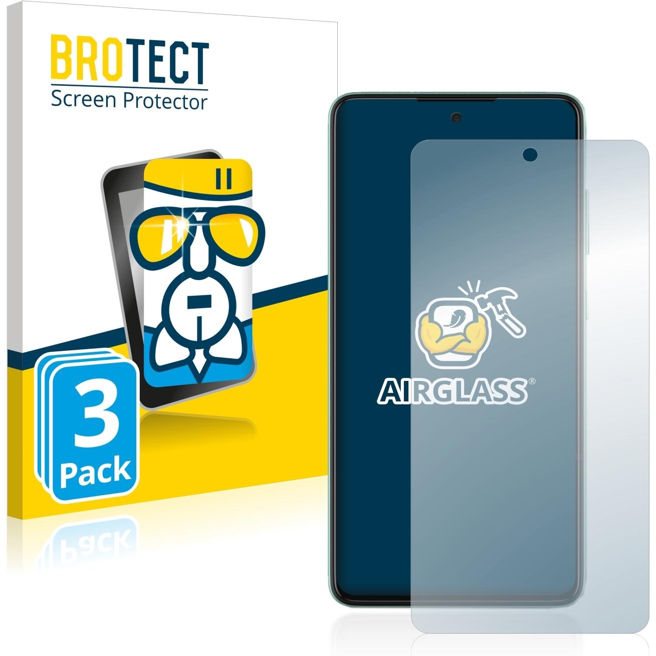 BROTECT AirGlass Panzerglasfolie (3 Stück, Samsung Galaxy A52), Smartphone Schutzfolie, Transparent