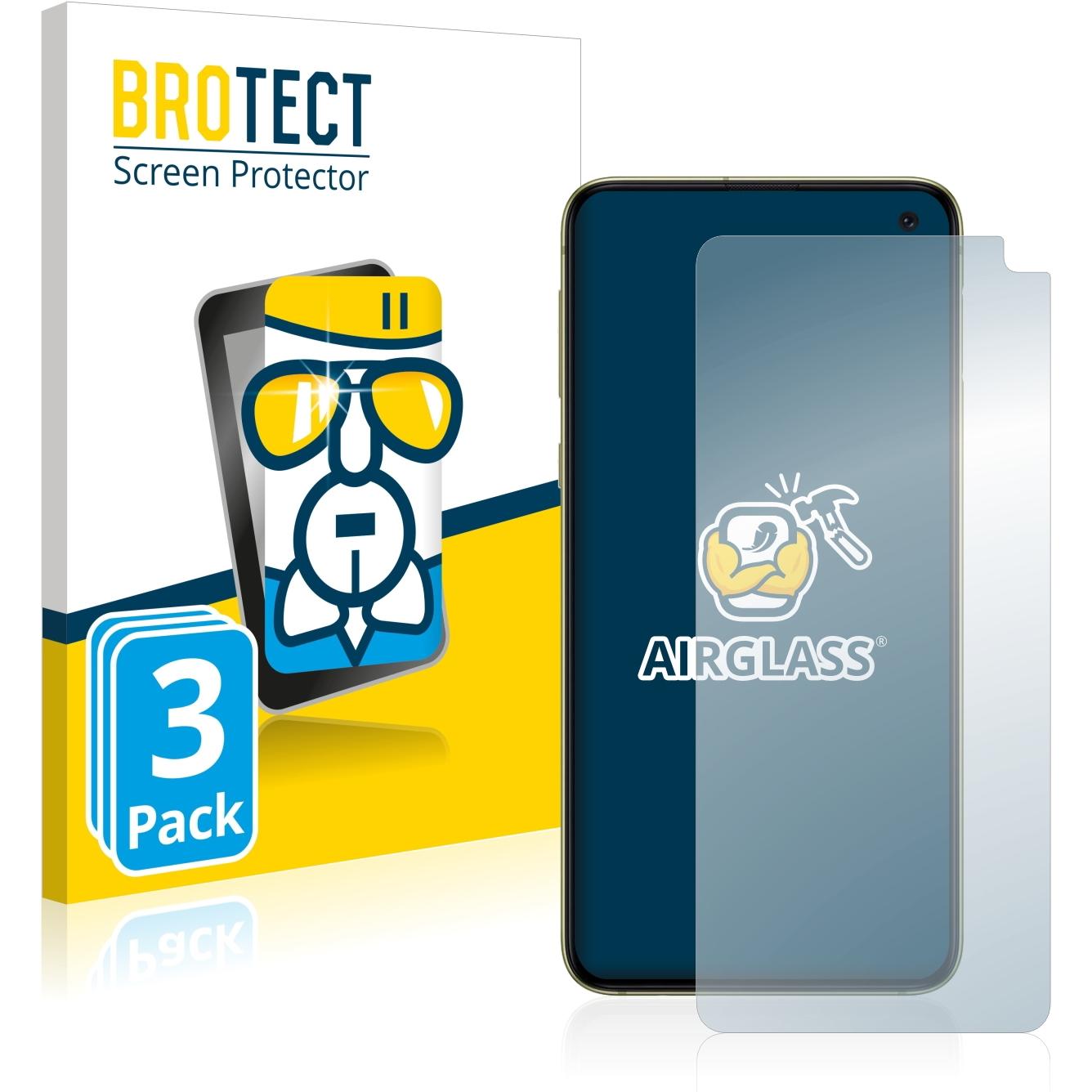 BROTECT AirGlass Panzerglasfolie (3 Stück, Samsung Galaxy S10e), Smartphone Schutzfolie, Transparent
