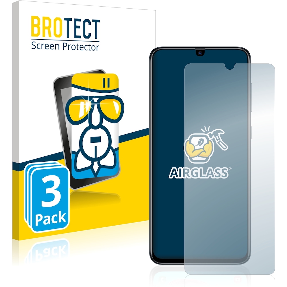 BROTECT AirGlass Panzerglasfolie (3 Stück, Samsung Galaxy A70), Smartphone Schutzfolie, Transparent