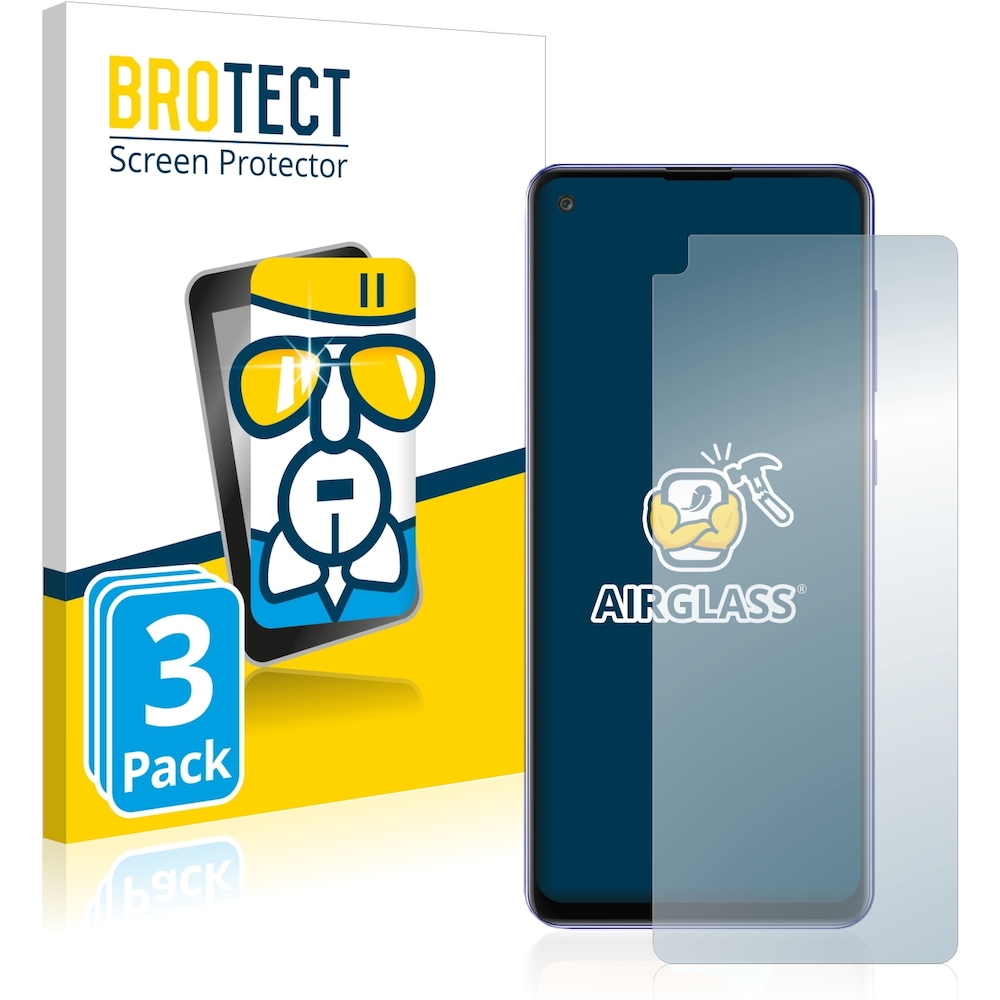 BROTECT AirGlass Panzerglasfolie (3 Stück, Samsung Galaxy A21s), Smartphone Schutzfolie, Transparent