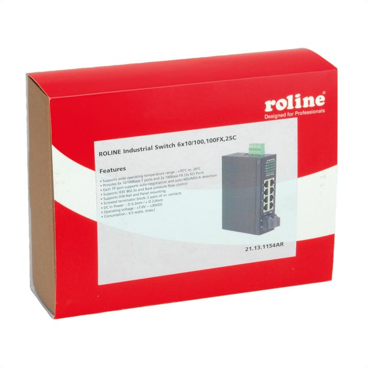 Produktbild Roline Industrie Switch 6x RJ-45, 2x SC, unmanaged (8 Ports)