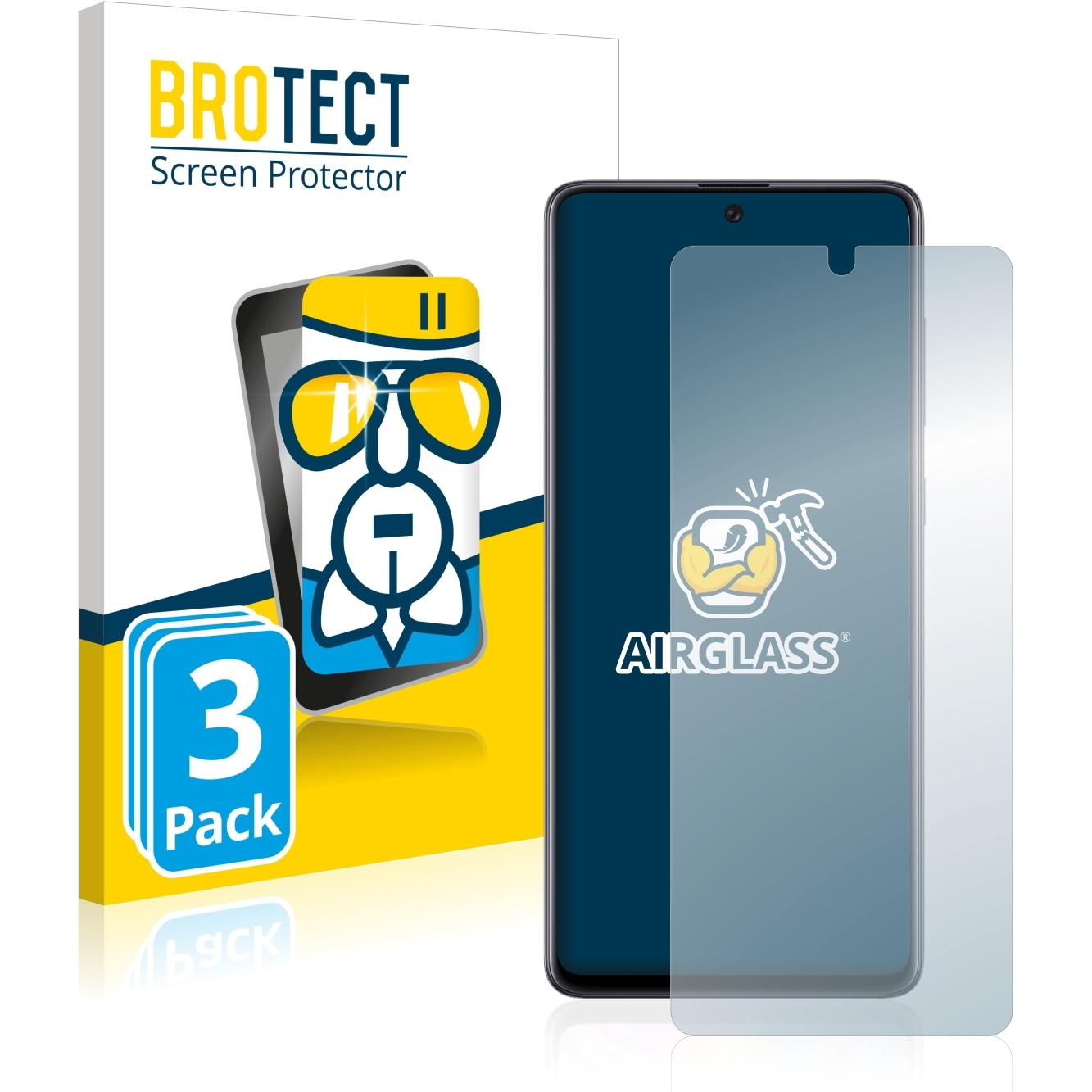 BROTECT AirGlass Panzerglasfolie (3 Stück, Samsung Galaxy A71), Smartphone Schutzfolie, Transparent
