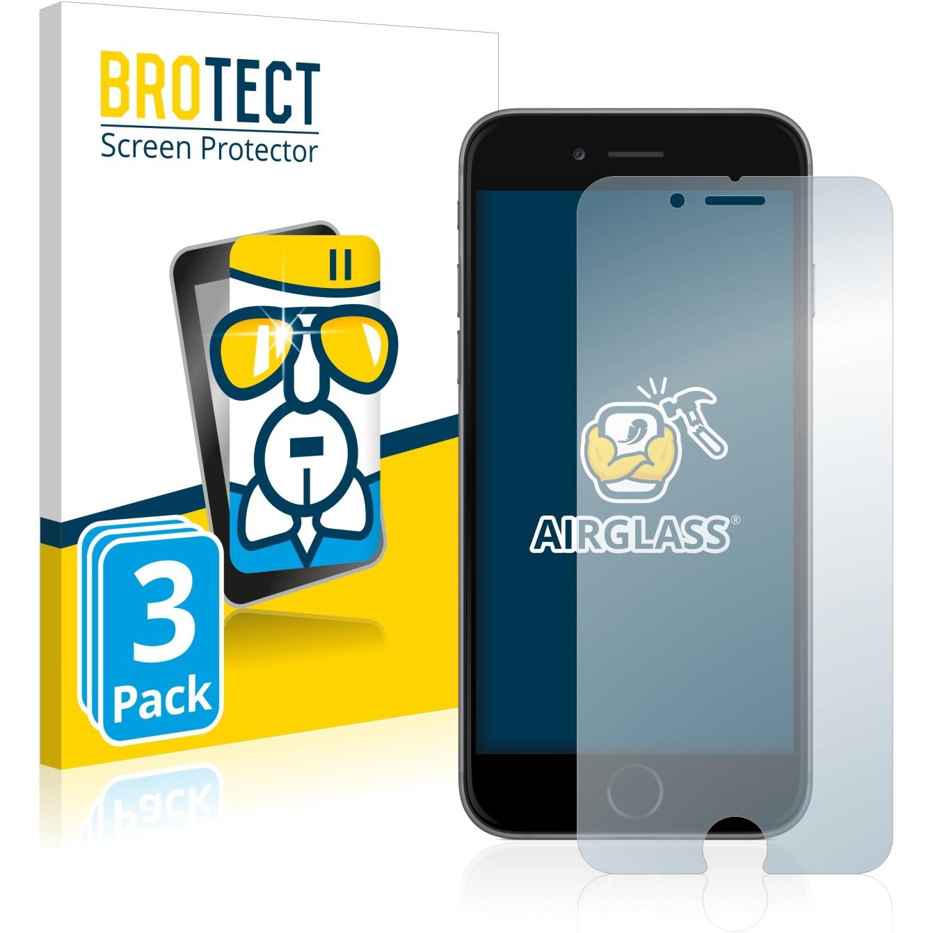 BROTECT AirGlass Panzerglasfolie (3 Stück, Apple iPhone 6s), Smartphone Schutzfolie, Transparent