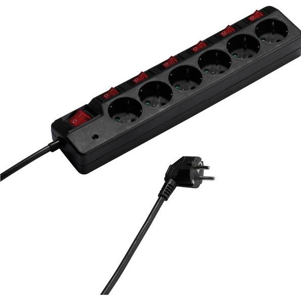 Vivanco, Steckdosenleiste, 6-fach Steckdosenleiste schwarz 37326 EKLS 6SS 6-fach Steckdosenleiste und 7 Schaltern (7 x, ...