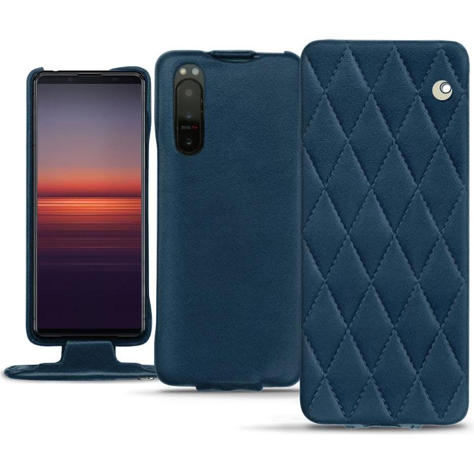 Noreve Lederschutzhülle vertikal (Sony Xperia 5 II), Smartphone Hülle, Blau