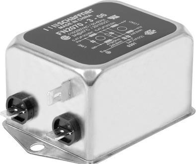 Actual product image Schaffner EMV Mains filter, 6A, 250VAC, quick connection/plumb bob