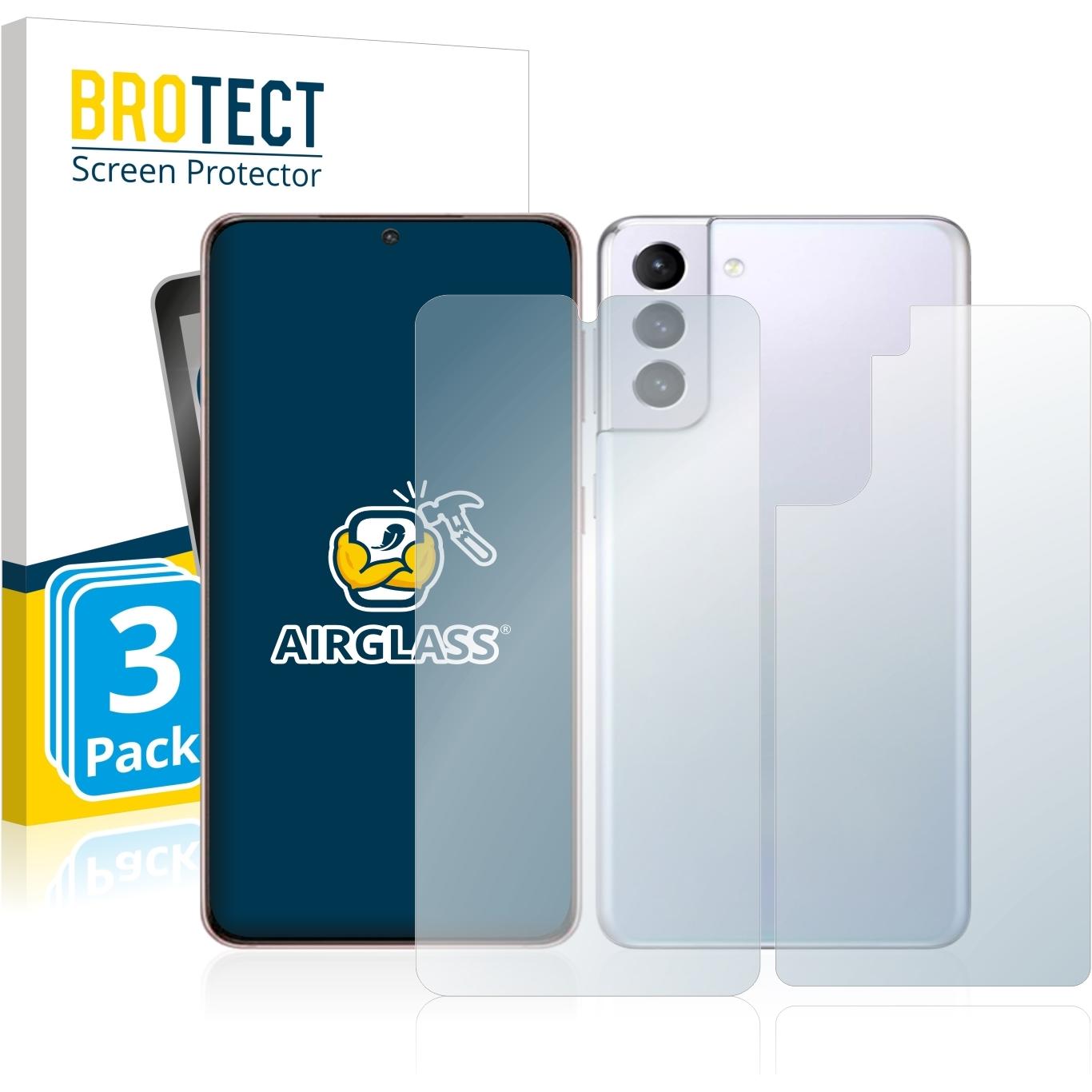BROTECT AirGlass Panzerglasfolie (3 Stück, Samsung Galaxy S21 5G), Smartphone Schutzfolie, Transparent