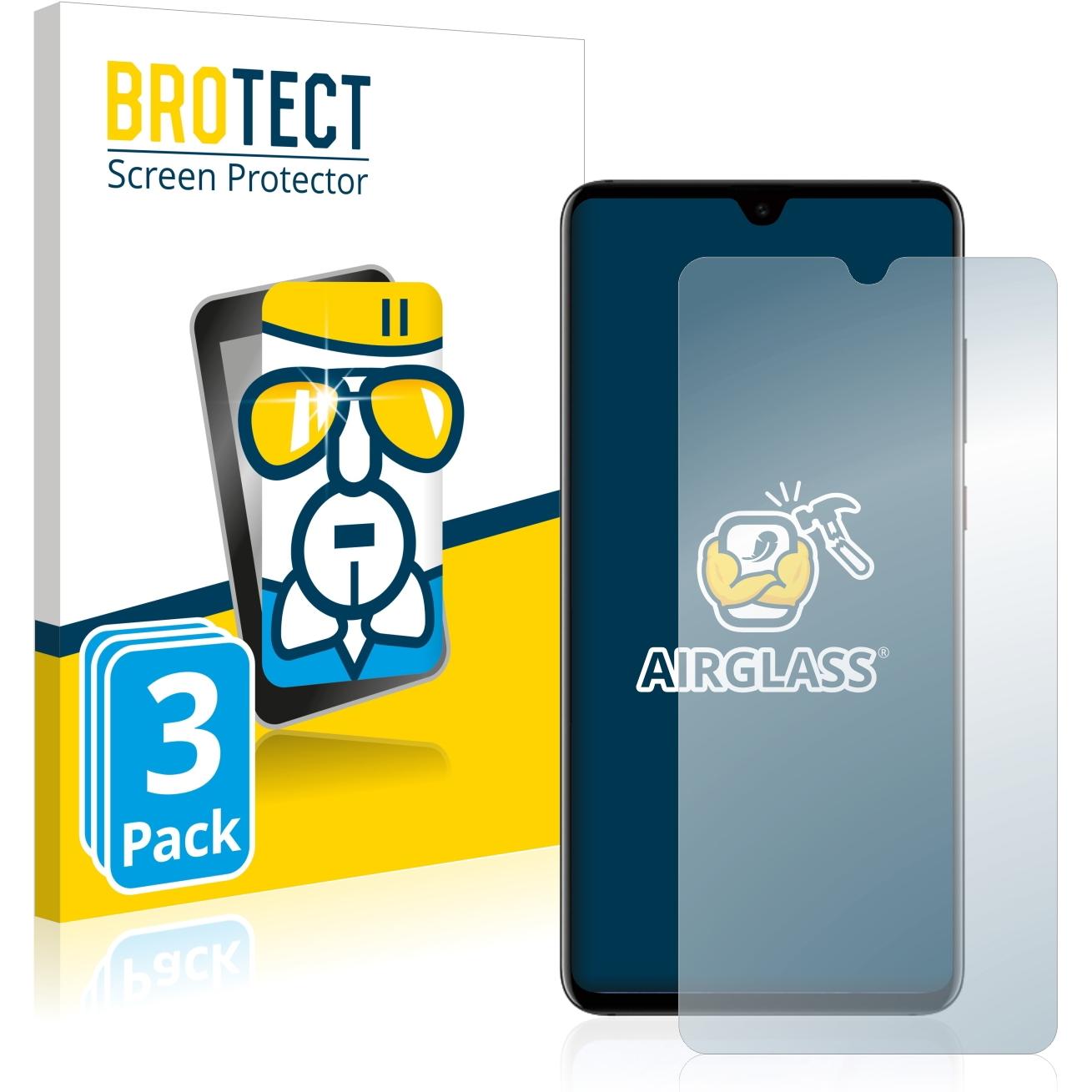BROTECT AirGlass Panzerglasfolie (3 Stück, Huawei Mate 20), Smartphone Schutzfolie, Transparent